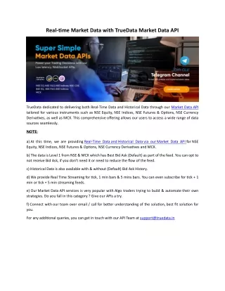 Real-time Market Data with TrueData Market Data API