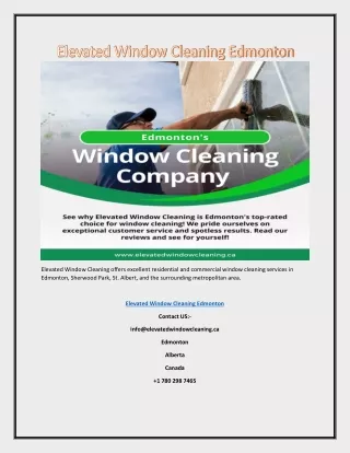Elevated Window Cleaning Edmonton | Elevatedwindowcleaning.ca