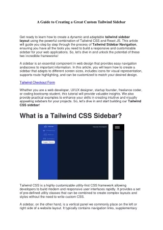 A Guide to Creating a Great Custom Tailwind Sidebar