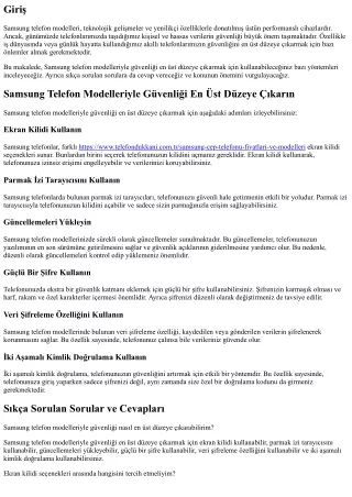 Samsung Telefon Modelleriyle Güvenliği En Üst Düzeye Çıkarın