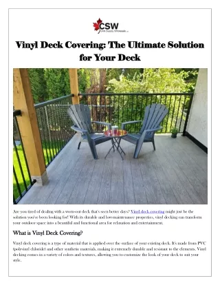 Enhance Your Outdoor Space with Vinyl Deck Coverings