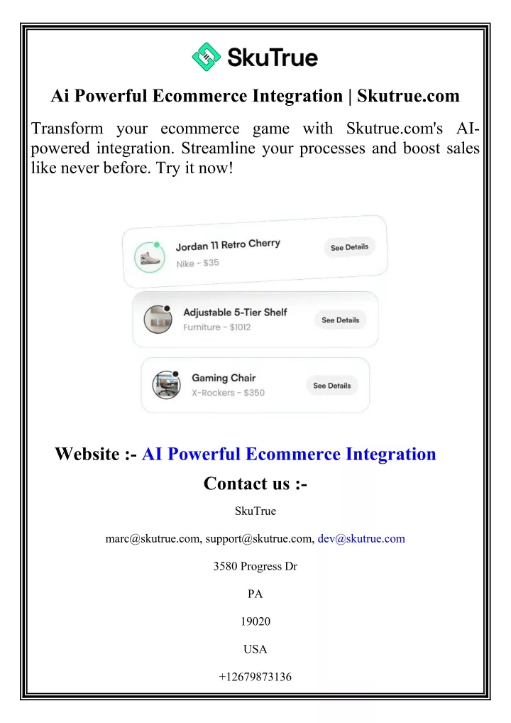 ai powerful ecommerce integration skutrue com