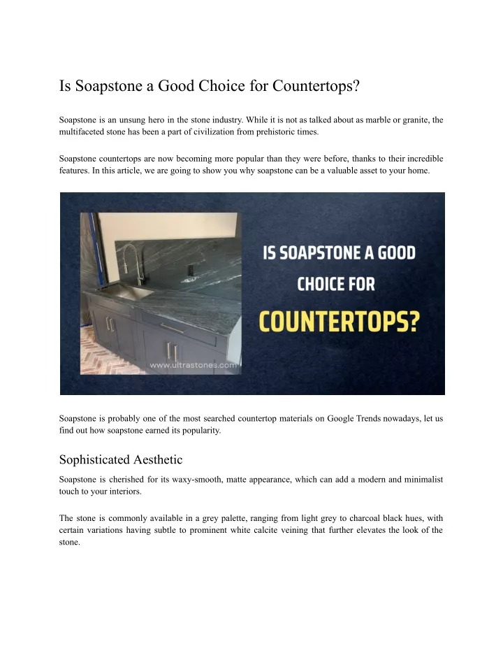 is soapstone a good choice for countertops