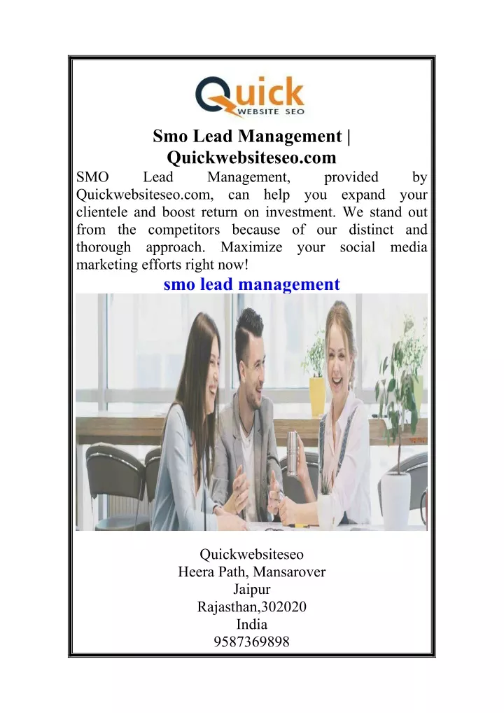 smo lead management quickwebsiteseo com lead