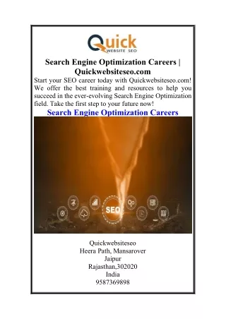 Search Engine Optimization Careers  Quickwebsiteseo.com