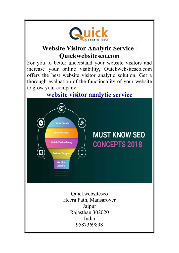 website visitor analytic service quickwebsiteseo