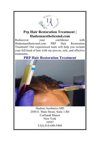 Prp Hair Restoration Treatment  Hudsonaestheticsmd.com