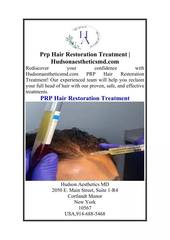 prp hair restoration treatment hudsonaestheticsmd