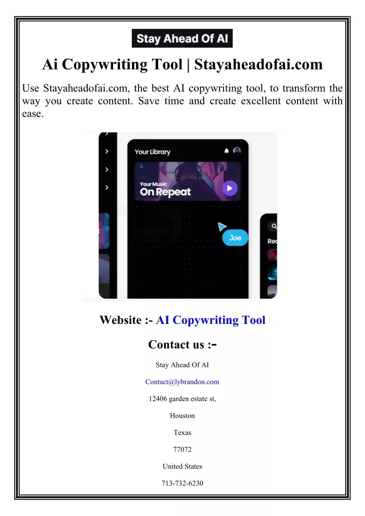 ai copywriting tool stayaheadofai com