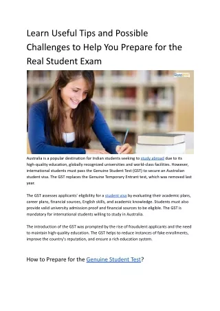 Learn Useful Tips and Possible Challenges to Help You Prepare for the Real Student Exam