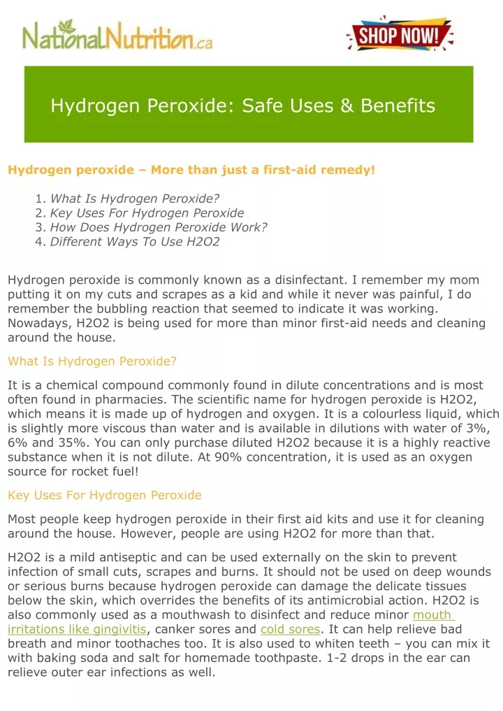 hydrogen peroxide safe uses benefits