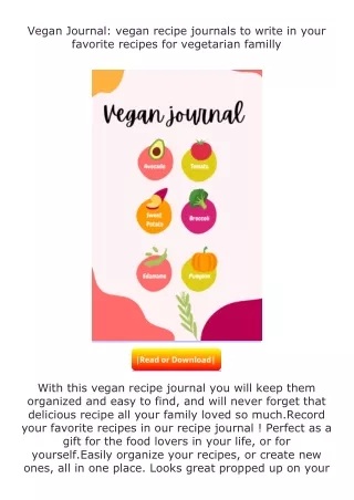 ❤PDF⚡ Vegan Journal: vegan recipe journals to write in your favorite recipe