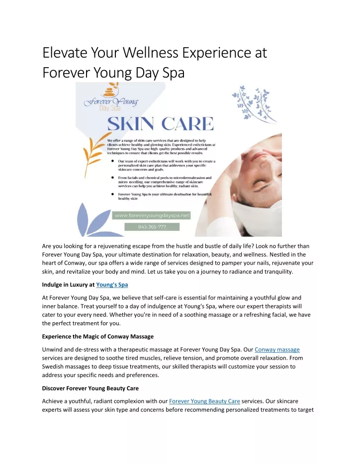 elevate your wellness experience at forever young