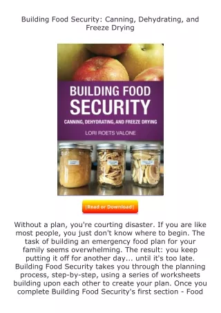Pdf⚡(read✔online) Building Food Security: Canning, Dehydrating, and Freeze