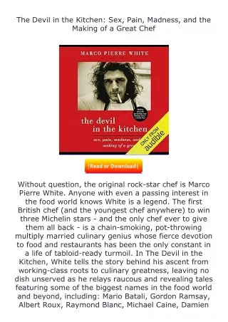 PDF✔Download❤ The Devil in the Kitchen: Sex, Pain, Madness, and the Making