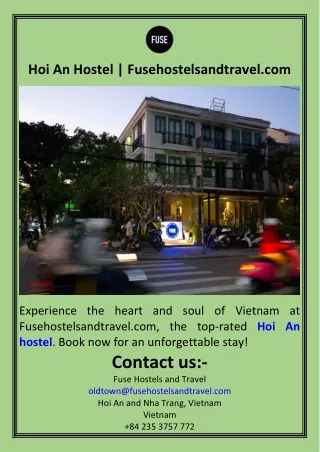 Hoi An Hostel  Fusehostelsandtravel.com