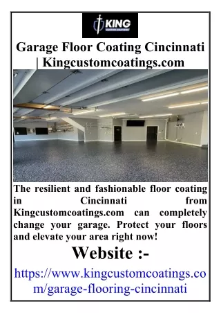 Garage Floor Coating Cincinnati  Kingcustomcoatings.com