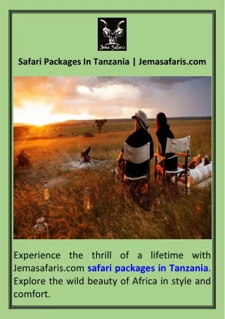Safari Packages In Tanzania  Jemasafaris.com