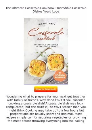 [PDF]❤READ⚡ The Ultimate Casserole Cookbook: Incredible Casserole Dishes Yo