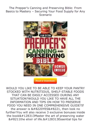 read ❤️(✔️pdf✔️) The Prepper's Canning and Preserving Bible: From Basics to