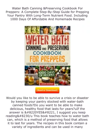 (❤️pdf)full✔download Water Bath Canning & Preserving Cookbook For Preppers: