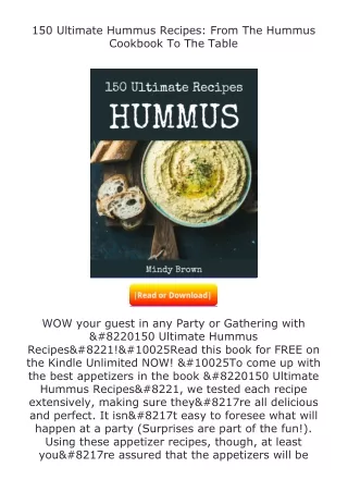 Download⚡ 150 Ultimate Hummus Recipes: From The Hummus Cookbook To The Tabl