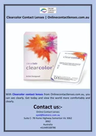 Clearcolor Contact Lenses  Onlinecontactlenses.com.au