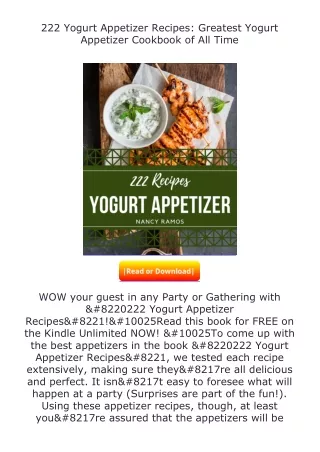 Download⚡PDF❤ 222 Yogurt Appetizer Recipes: Greatest Yogurt Appetizer Cookb