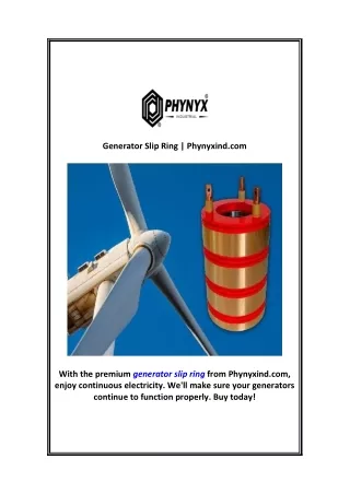 Generator Slip Ring | Phynyxind.com