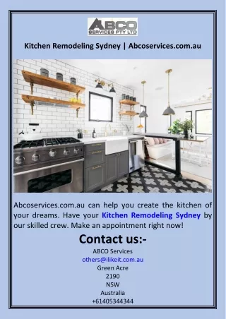 Kitchen Remodeling Sydney  Abcoservices.com.au