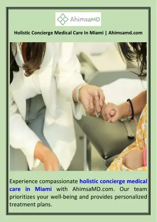 Holistic Concierge Medical Care In Miami  Ahimsamd.com