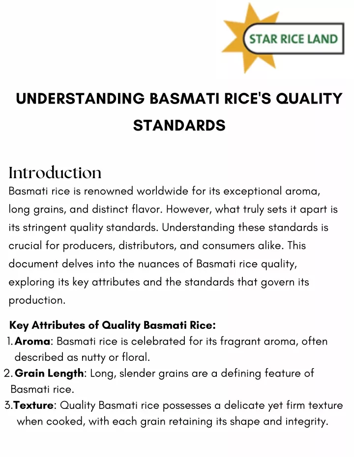 understanding basmati rice s quality standards