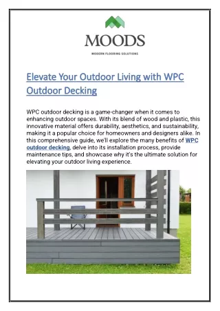 Elevate Your Outdoor Living with WPC Outdoor Decking
