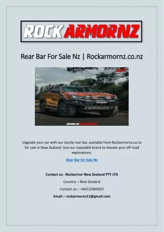 Rear Bar For Sale Nz | Rockarmornz.co.nz