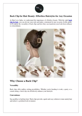 Back Clip for Hair Beauty- Effortless Hairstyles for Any Occasion