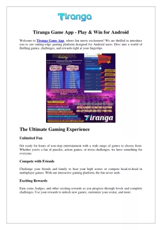 Tiranga Game App - Play & Win for Android