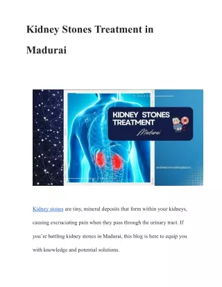 Kidney Stones Treatment in Madurai