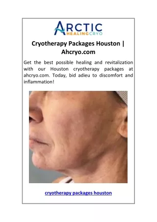 Cryotherapy Packages Houston  Ahcryo.com