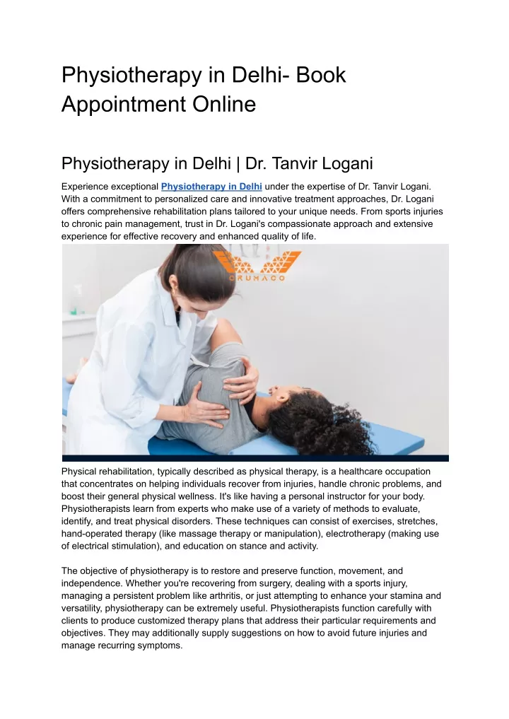 physiotherapy in delhi book appointment online