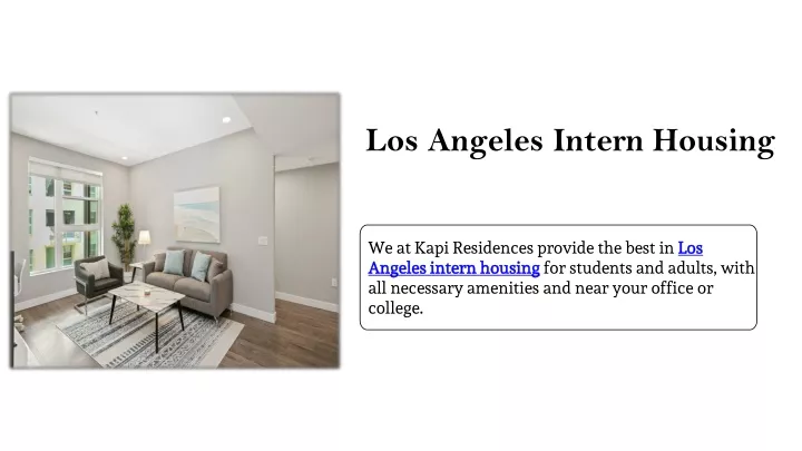 los angeles intern housing