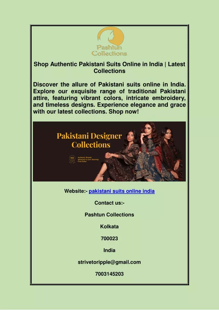 shop authentic pakistani suits online in india