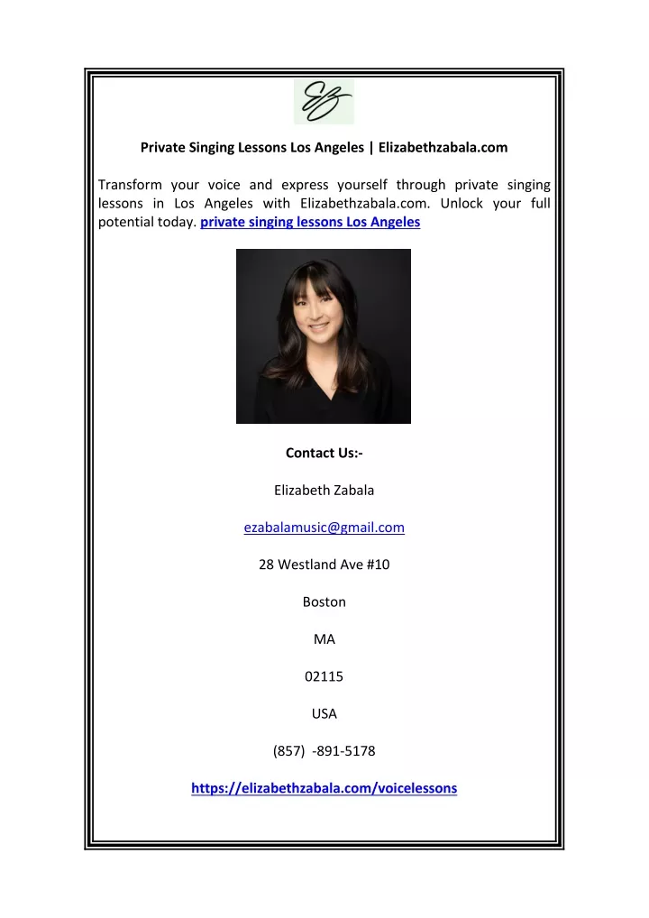 private singing lessons los angeles