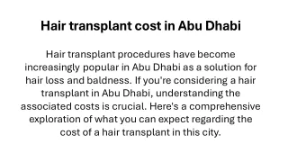 Hair transplant cost in Abu Dhabi