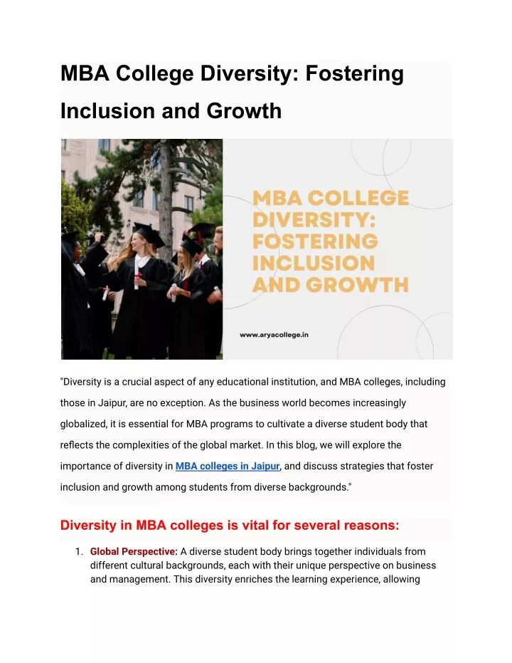 mba college diversity fostering