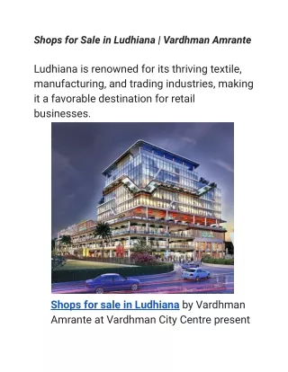 Shops for Sale in Ludhiana | Vardhman Amrante