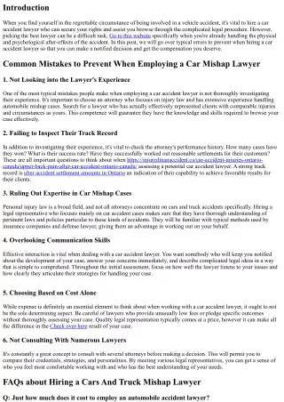 Common Errors to Prevent When Working With a Car Accident Lawyer