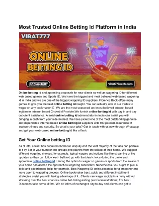 Most Trusted Online Betting Id Platform in India