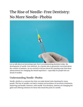 The Rise of Needle-Free Dentistry - No More Needle-Phobia