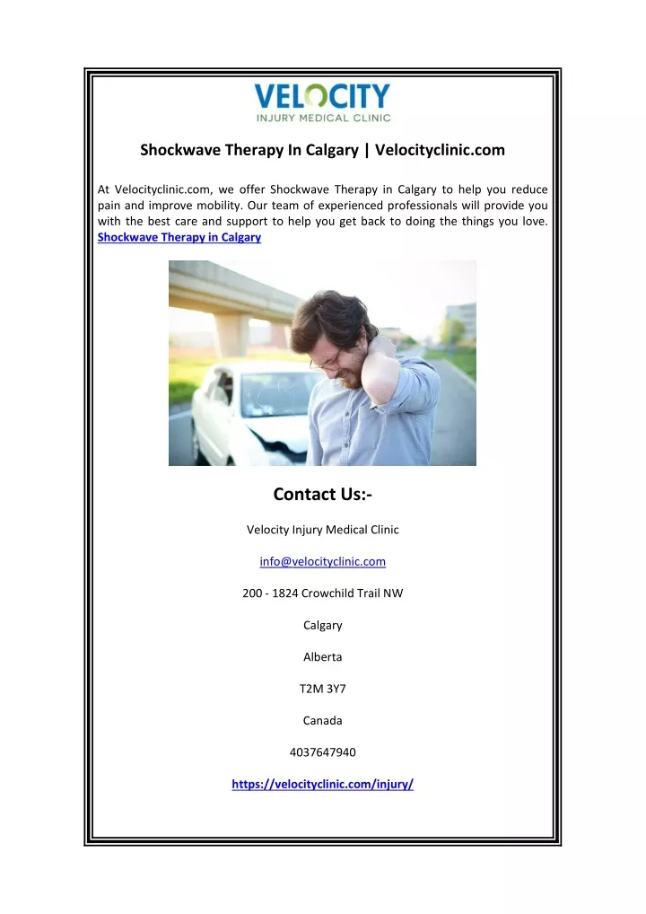 shockwave therapy in calgary velocityclinic com