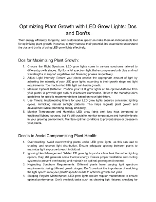 Optimizing Plant Growth with LED Grow Lights_ Dos and Don'ts